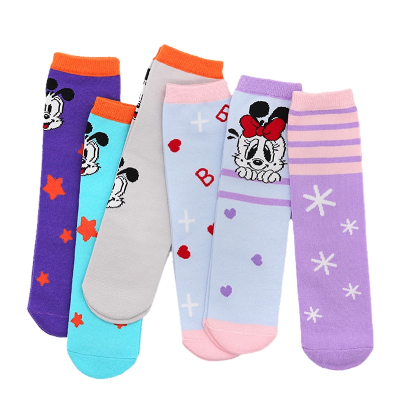 巴布豆配饰儿童袜卡通棉袜男童女童中筒袜春秋常规款宝宝中长筒小腿潮袜无跟直筒袜4-12岁3双装