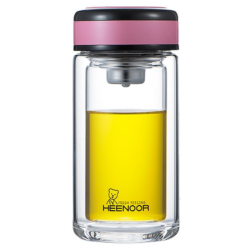 希诺双层玻璃杯清新可爱花茶水杯小巧便携简约家用过滤泡茶杯子女