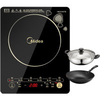 美的(Midea)电磁炉C21-WK2102大功率火锅炉8档多功能智能家用触控式电磁灶一键爆炒(汤锅+炒锅)