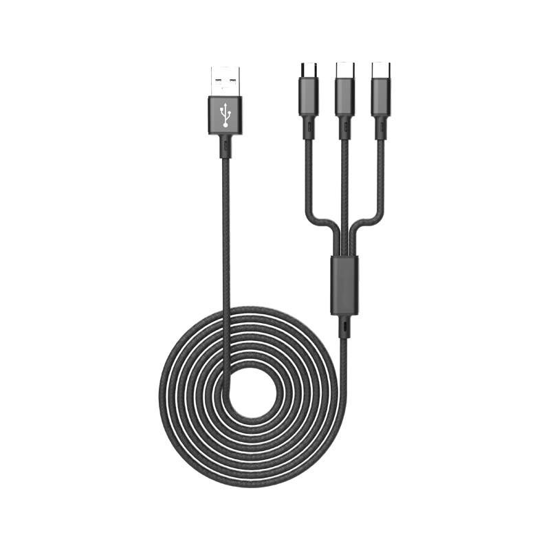 苏宁小Biu数据线三合一适用Type-c安卓iPhone11华为Mate30/p40小米1.2米 黑绿可选