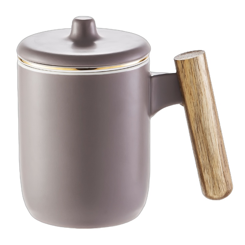 美厨(maxcook)茶杯陶瓷杯 马克杯水杯泡茶杯 咖啡杯早餐杯带滤隔 哑光灰MCTC123