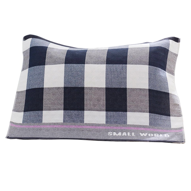 吉祥三宝家纺枕巾纯棉2条装全棉条格居家柔软透气不掉毛枕头毛巾