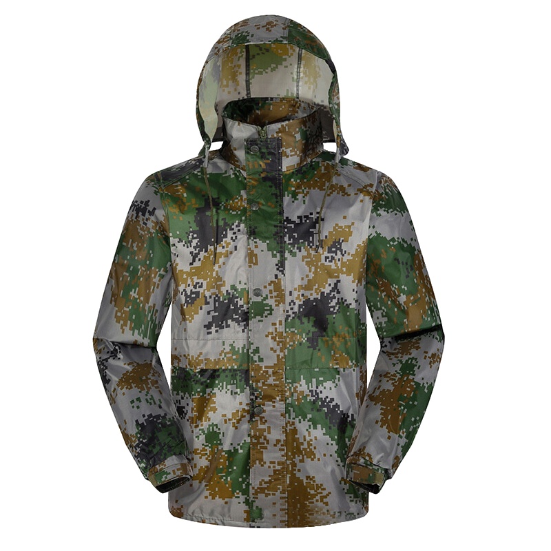 丛林狐迷彩分体式雨衣雨裤套装电动车摩托车骑行双层防水隐藏式帽子