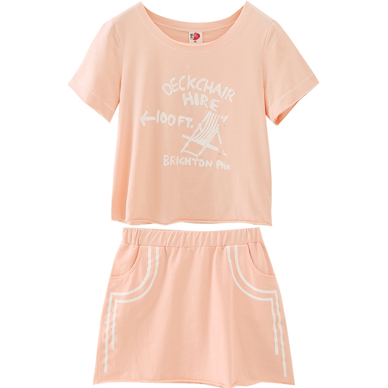 都市丽人涂鸦印花圆领舒适套裙女士家居服套装LH7210