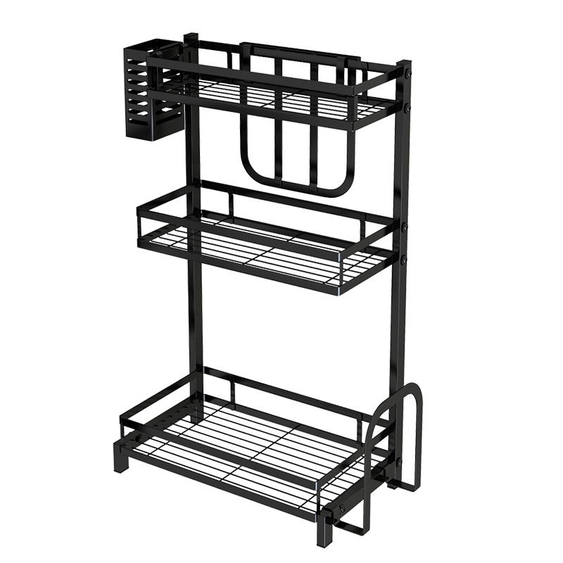 阳光飞歌 厨房置物架 不锈钢厨房用品收纳架调料架多功能置物架 三层