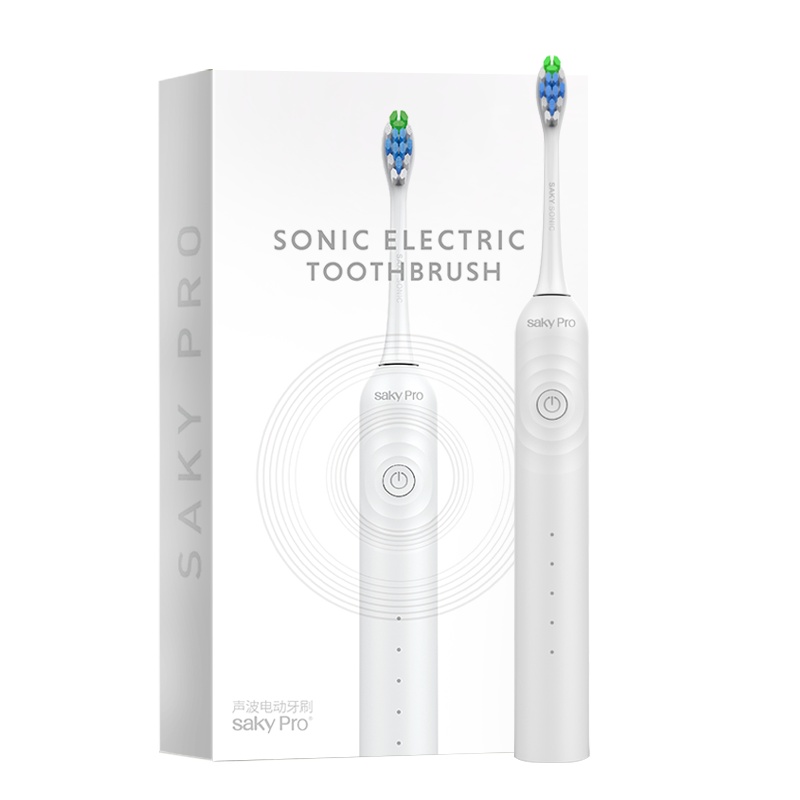 舒客(Saky)刷头套餐电动牙刷G3311白色无线充电舒克高频超声波震动美白情侣便携防水牙刷