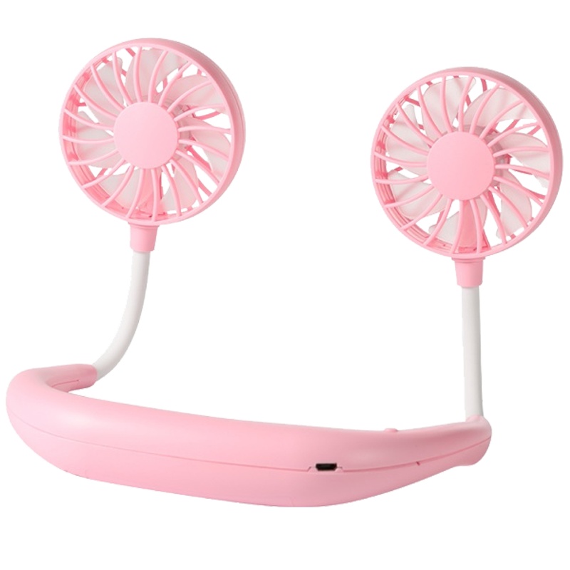 时光旧巷挂脖风扇 USB便携式网红充电手持 学生懒人挂脖子厨房小型电风扇 【顶配版】白加红2600mA预售5天发货
