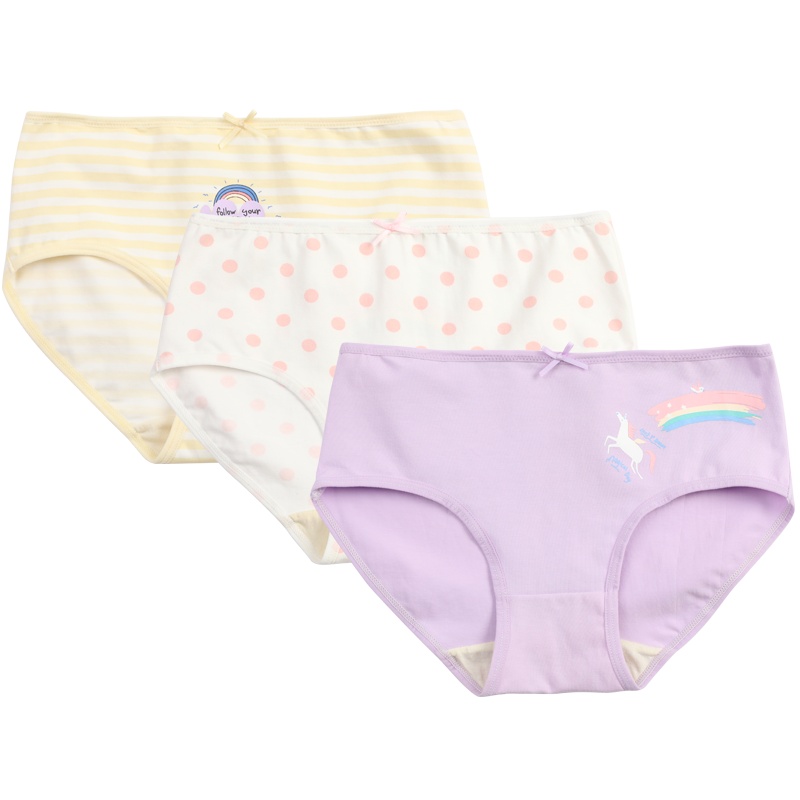 红豆2020年新款女童抑菌棉质三条装三角内裤H0K4006