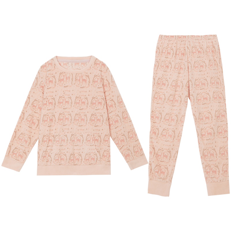 爱帝秋新款长袖睡衣女可出门摇粒绒居家服中厚圆领卫衣裤套装