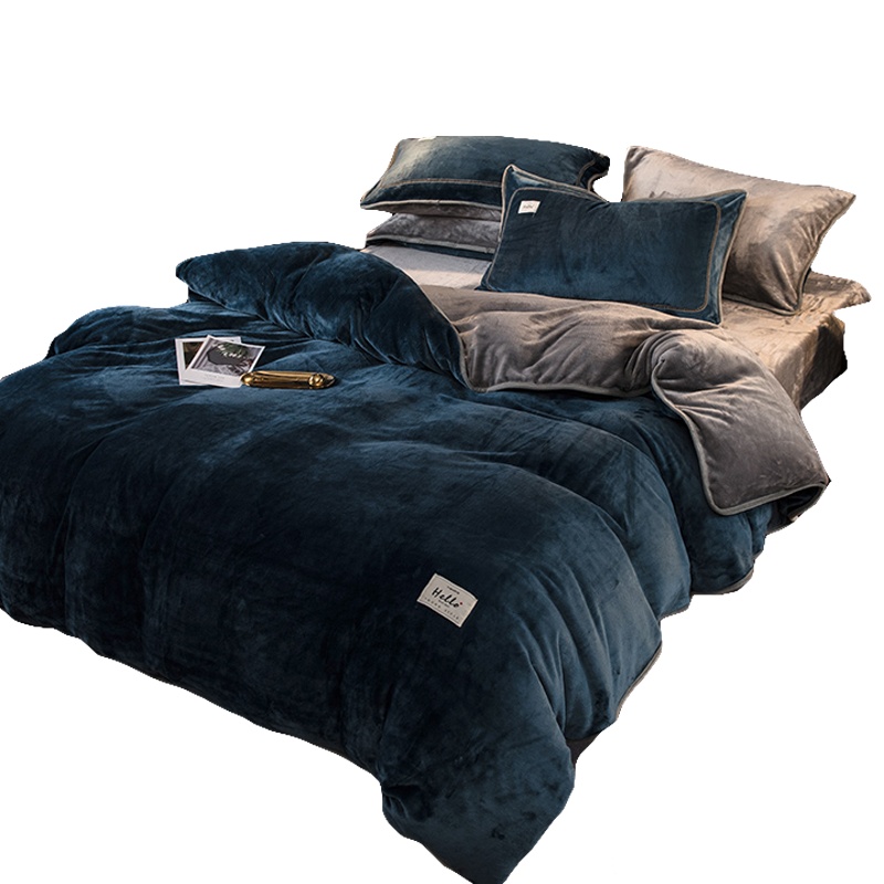 南极人(NanJiren)家纺 纯色牛奶绒四件套珊瑚绒加厚床单冬季双面加绒被套毛绒法兰绒秋冬1.8m床用用品