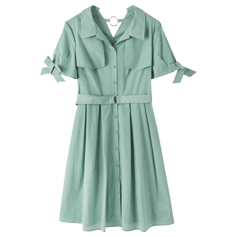 【专柜同款】Puella法式复古裙2020新款夏季衬衫连衣裙收腰显瘦小个子气质女装中长款20014433