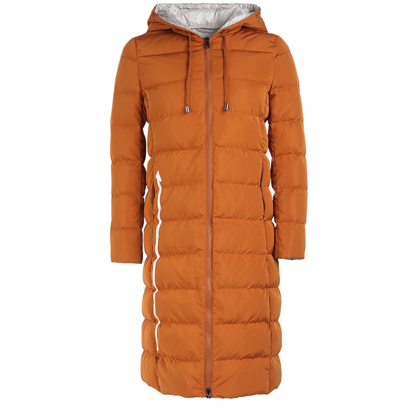 晚白2019冬季新品纯色连帽显瘦中长款90白鸭绒羽绒服外套大衣女