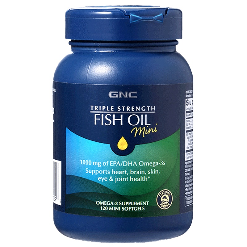 GNC/健安喜三倍效力浓缩深海鱼油胶囊120粒迷你装