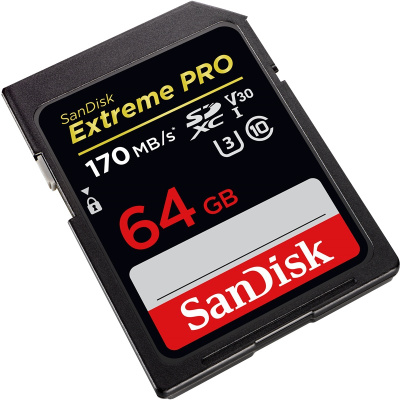 闪迪(SanDisk) 64GB SD存储卡 4K至尊超速版 读速170MB/s 写速90MB/s 单反微单内存卡SD卡