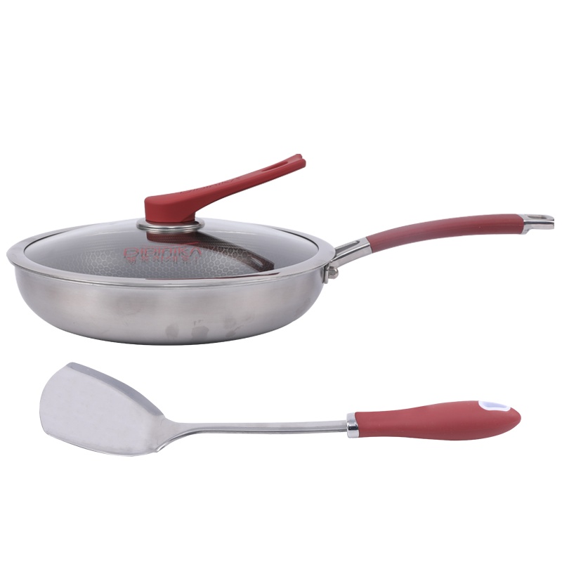 迪迪尼卡(Didinika)28cm煎锅无涂层少油烟炒菜锅316不锈钢平底锅煎锅灶具通用