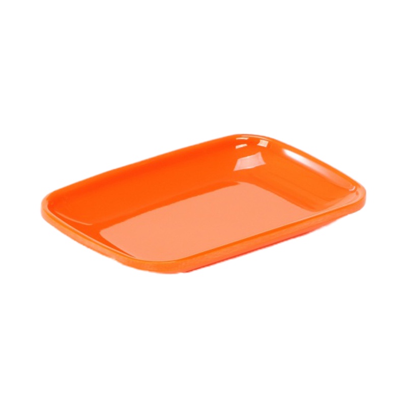 商用肠粉盘子塑料烧烤碟长方形油条专用仿瓷碟子密胺餐具火锅菜盘 橙色 5.5英寸(特小)长方碟