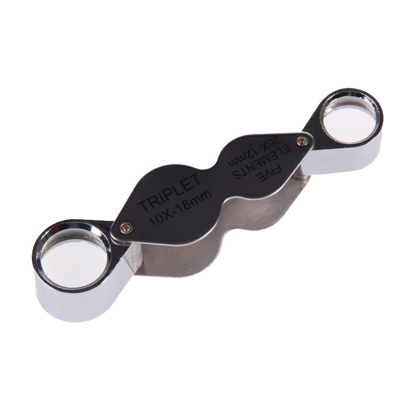 育空UKON折叠便携金属双胞胎双倍光学放大镜(凸透镜)高倍高清阅读放大 10倍 20倍ZDSB1020X放大镜(凸透镜)