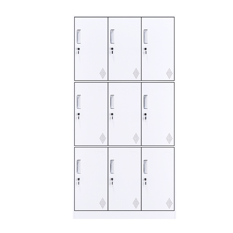 苏美特薄边更衣柜拆装铁皮柜储物柜员工柜寄存包柜鞋柜九门更衣柜纯白豪华加厚款