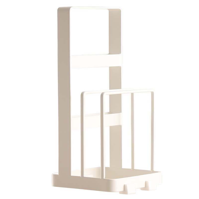 达乐丰 台式刀架砧板架 21.2*12.4*10CM碳钢厨房金属置物架刀具菜板架 白色多功能收纳架JS003