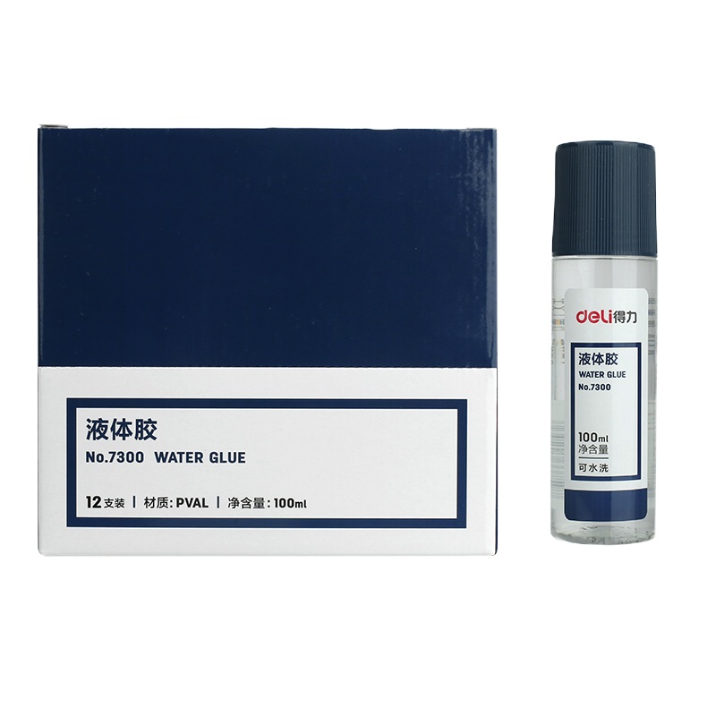 得力(deli)7300液体胶/带刷头胶水100ml 12支/盒