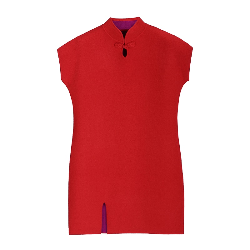 鄂尔多斯ERDOS 反季特惠立领加厚半袖加厚女连衣裙