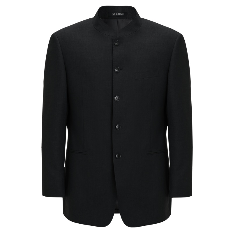 依文男士商务西服套装上衣立领羊毛中山装外套EA570782