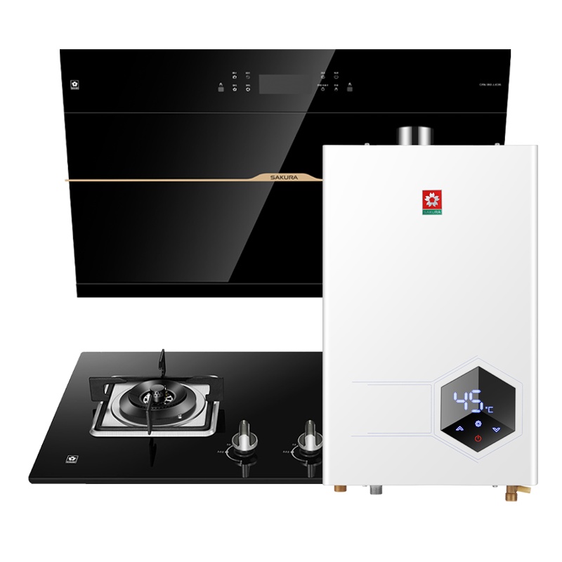 樱花(SAKURA)烟灶热三件套餐 22立方侧吸抽油烟机 4.5KW 自动清洗灶厨电套装JJC06+ADG03+M022