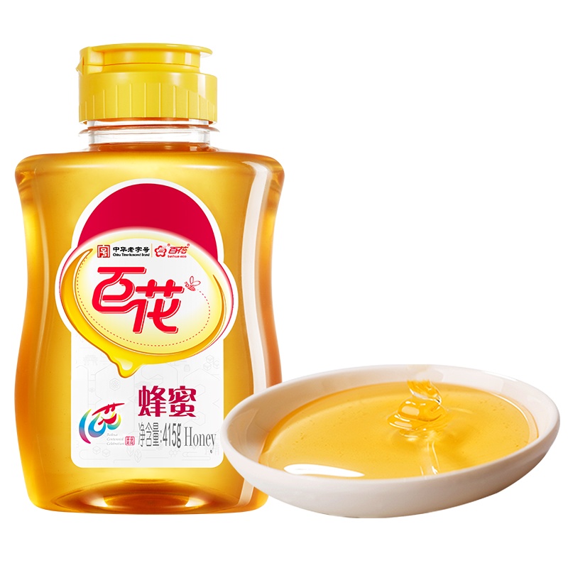 中华老字号百花牌蜂蜜415g 天然多花蜂蜜冲饮 挤压式不滴洒不沾蜜