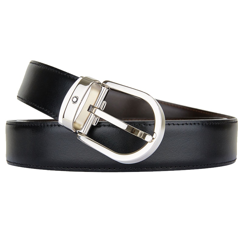 [直营]万宝龙(Montblanc) 经典系列男士椭圆形针扣双面可用可剪裁牛皮皮带腰带38157