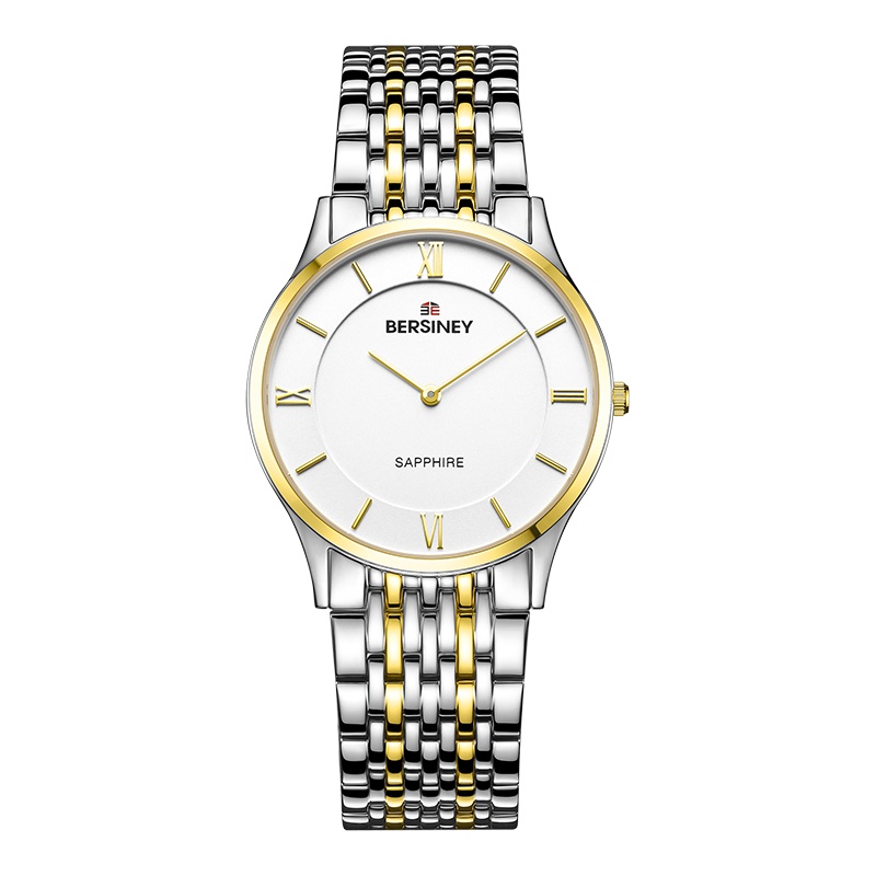 BERSINEY(波西尼)超薄时尚商务手表男女情侣表进口石英机芯男士腕表防水大表盘 瑞吉系列