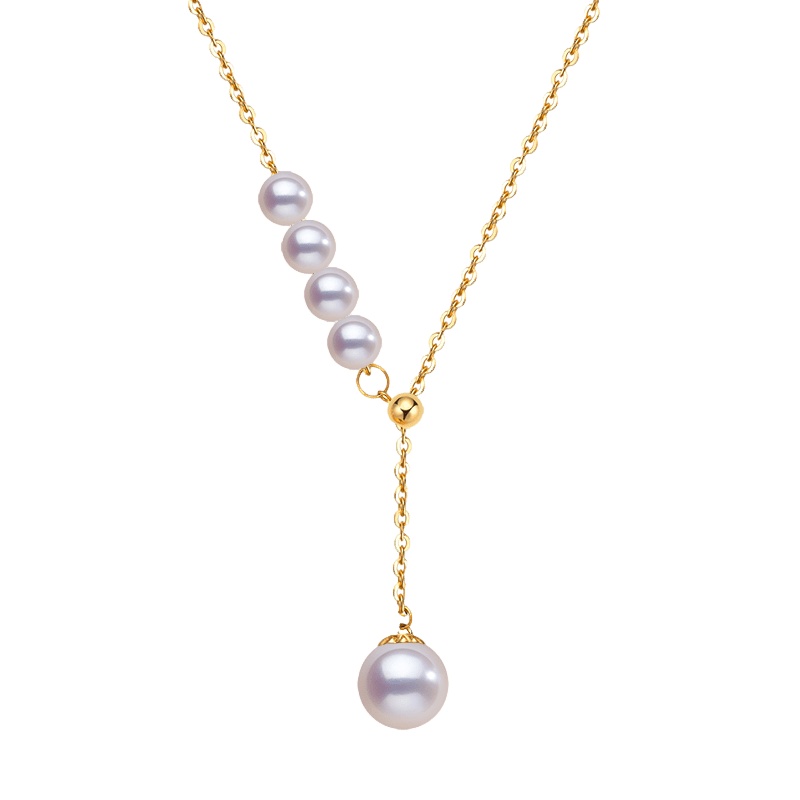 [Fan xin Ge]2021新品 18K金海水天然akoya正圆boby珠Y字珍珠项链锁骨生日礼物