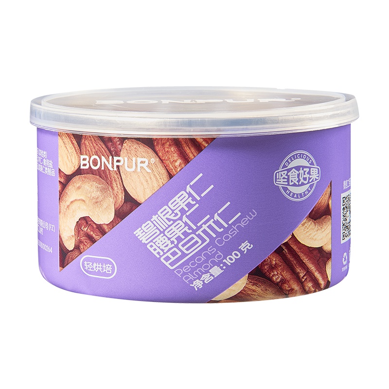坚食好果巴旦木腰果仁碧根果100g混合罐装坚果休闲零食干果特产