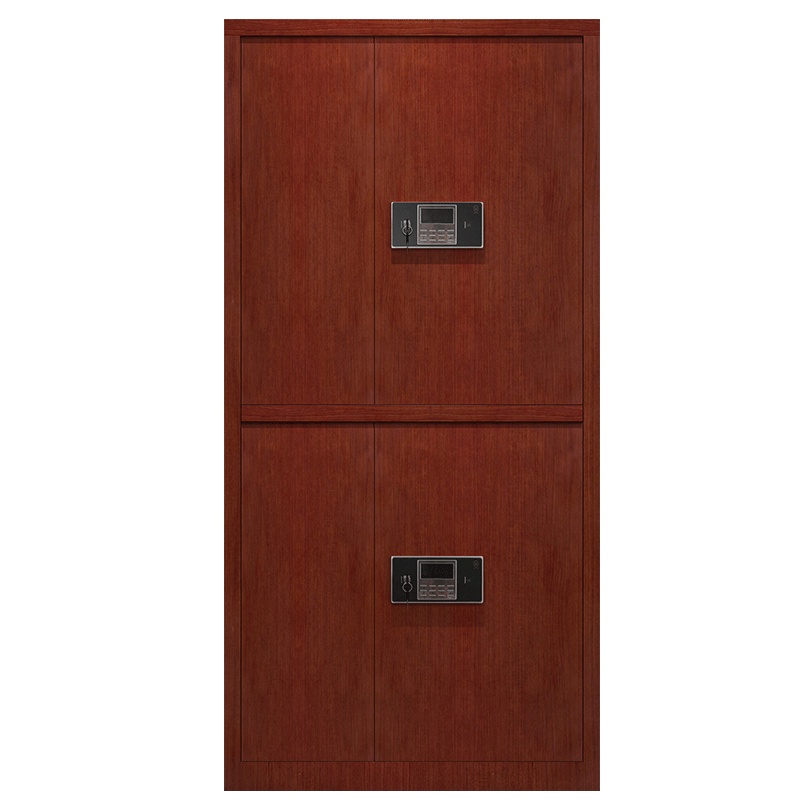 卓澳(ZHUOAO)保密柜文件柜双保险铁皮柜电子密码锁档案柜钢制防盗柜木纹色通双节带斗