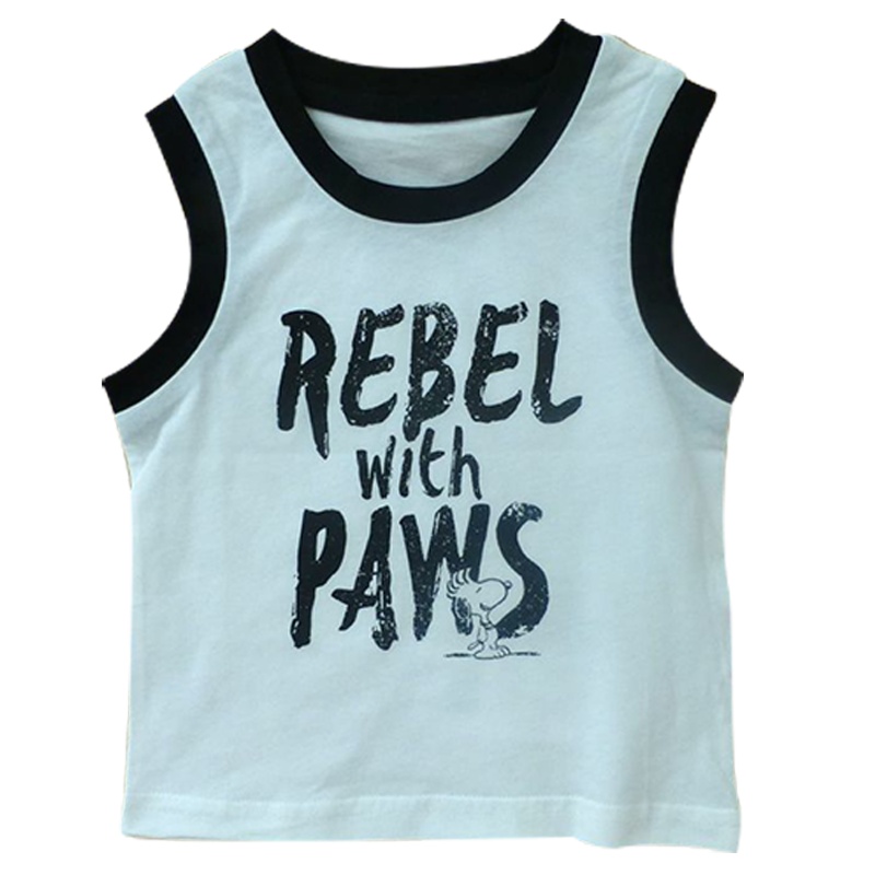 (SNOOPY)史努比童装专柜正品儿童背心夏薄款 纯棉内外穿2-10岁中小童灰色白色无袖跨栏背心90-140cm