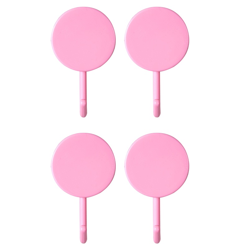 绿之源 4只装强力无痕糖果色时尚粘钩浴室免钉粘钩卫生间门后挂衣钩免打孔墙壁挂钩帖(粉色)Z-2319