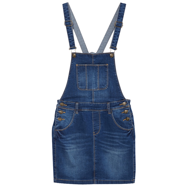 美特斯邦威背带裙女时尚休闲复古百搭学院感牛仔半裙半身裙