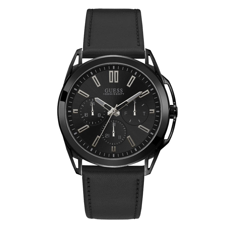盖尔斯(GUESS)休闲潮流大表盘真皮石英男士手表W1217G1