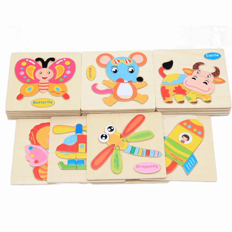 悦臻早教木制儿童婴幼儿宝宝卡通动物交通立体拼图玩具宝宝益拼板玩具