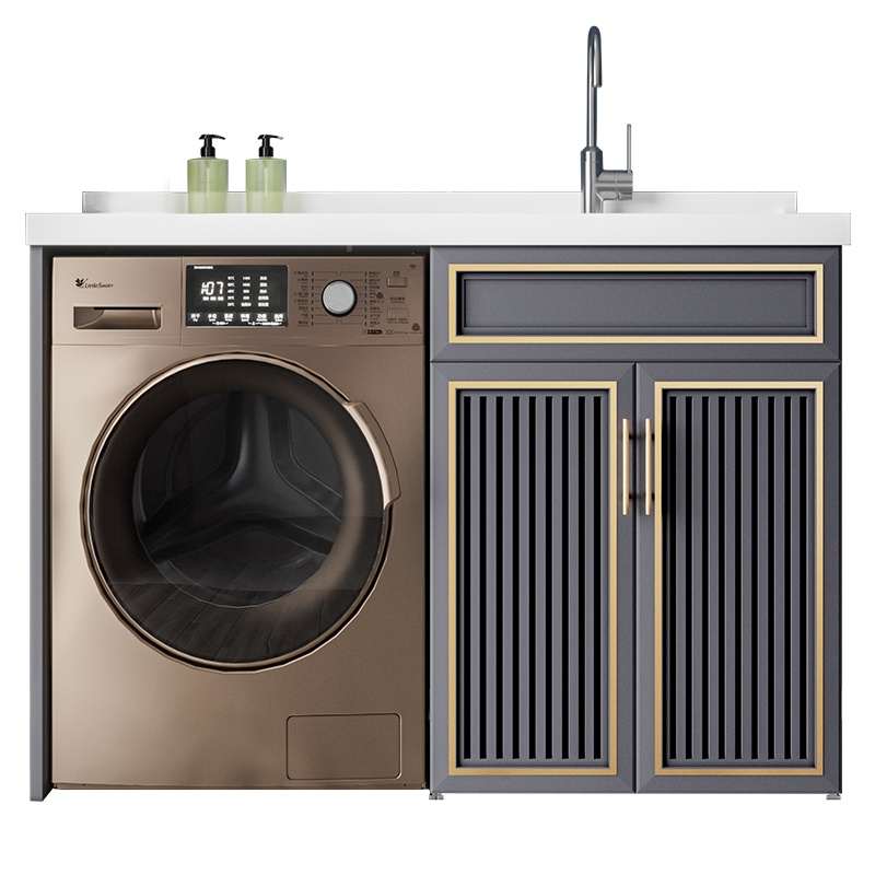 克丽▪菲儿轻奢阳台洗衣机伴侣洗衣柜一体柜子组合洗衣池洗手台盆带搓板定制