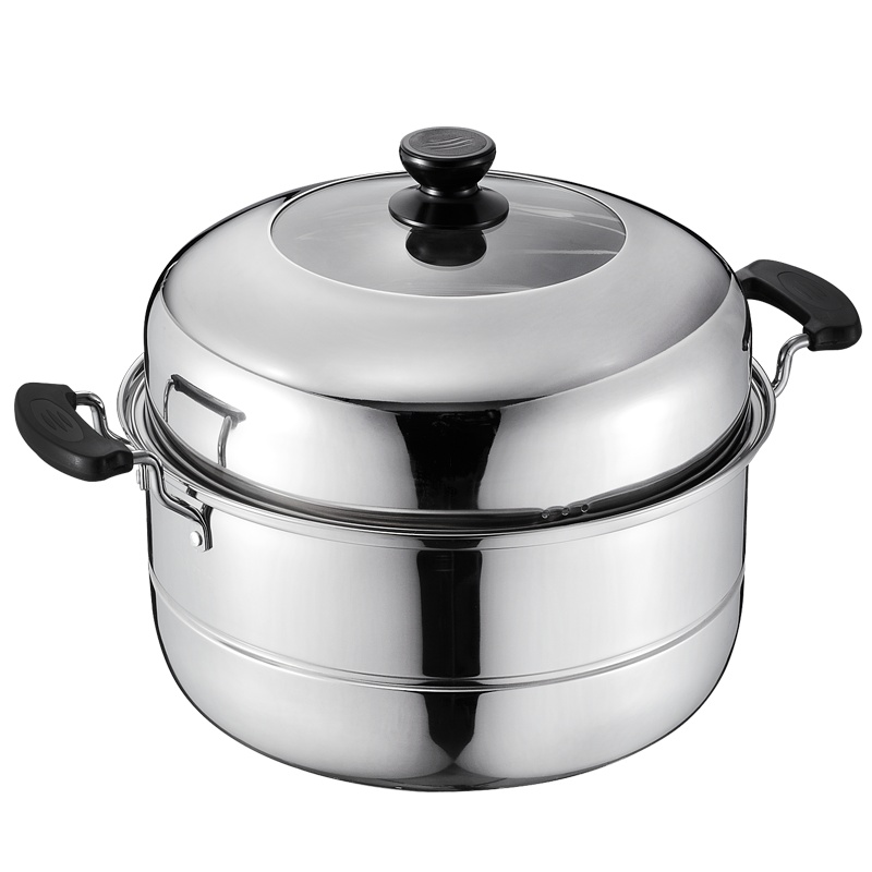 爱仕达(ASD)蒸锅 M1534G 34CM双篦复底不锈钢 带蒸格电磁炉适用 可作使用 火锅