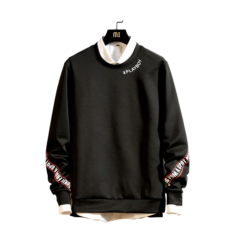 花花公子(PLAYBOY ICON)秋季长袖t恤男2019新款圆领套头卫衣男