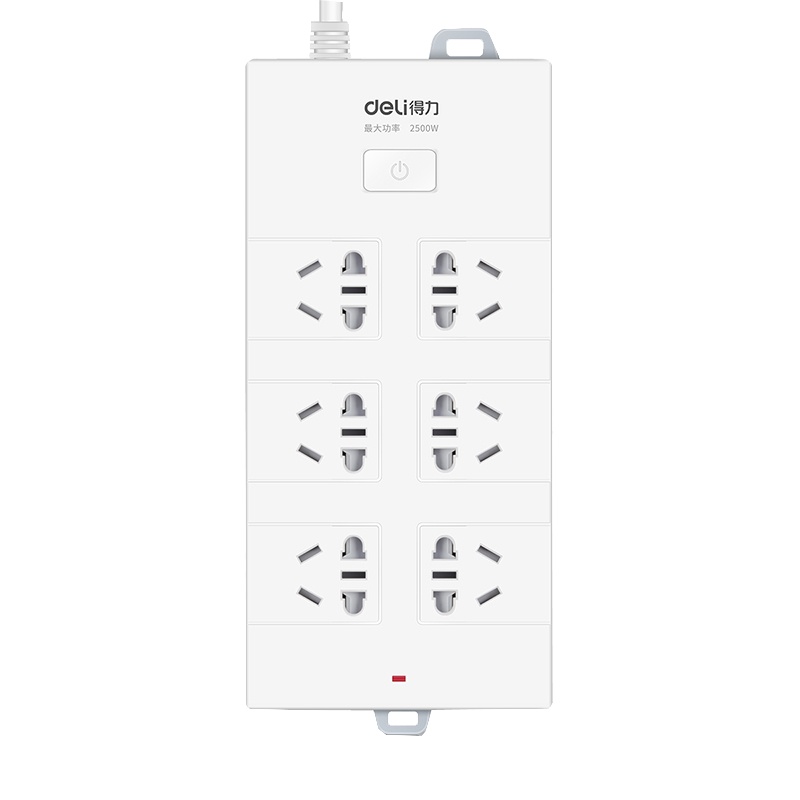 得力（deli） 18261 插座 接线板 插线板 安全门保护插排插座 办公家用 拖线板 6组合插孔5米线
