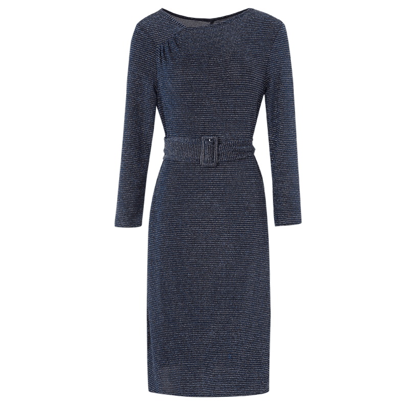 晚白2021春季新品简约修身显瘦V领高腰A字百搭礼服裙连衣裙女