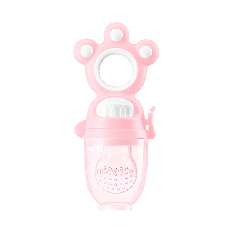 纽因贝 果蔬咬咬乐 粉色(单个装+加赠咬袋3只)婴儿牙胶磨牙棒硅胶牙咬胶宝宝安抚奶嘴磨牙器玩具