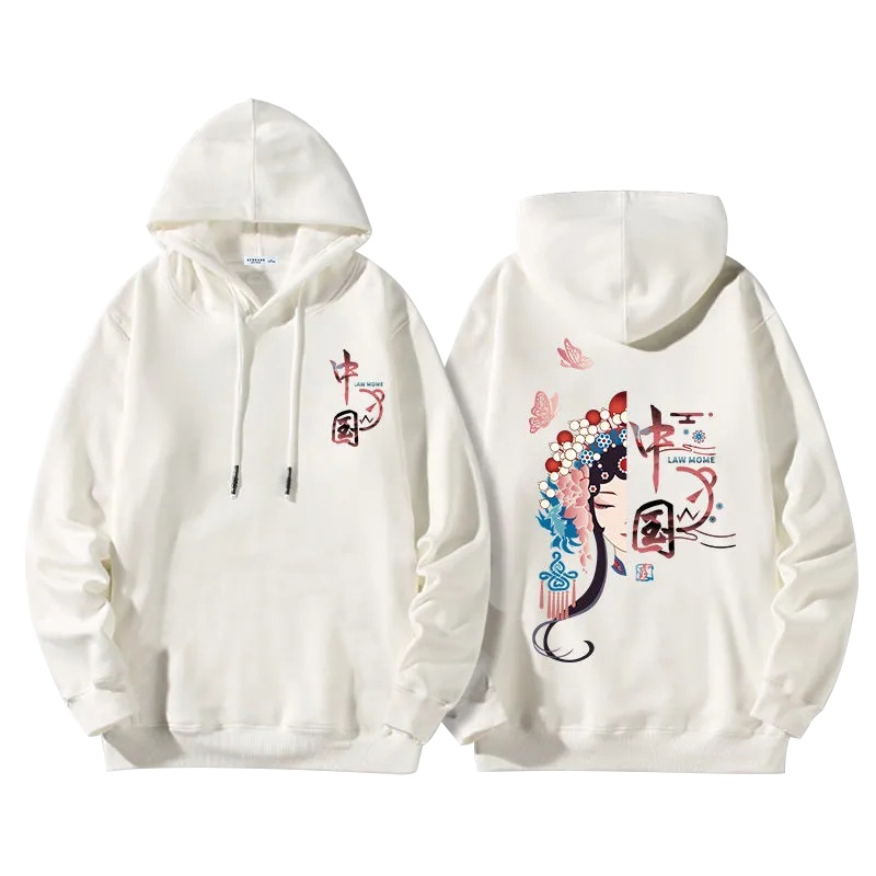 DEBRAND连帽卫衣男春秋国潮印花潮牌套头上衣宽松潮流情侣外套ins