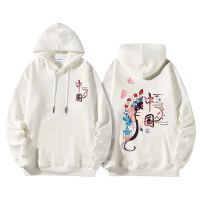 DEBRAND连帽卫衣男春秋国潮印花潮牌套头上衣宽松潮流情侣外套ins