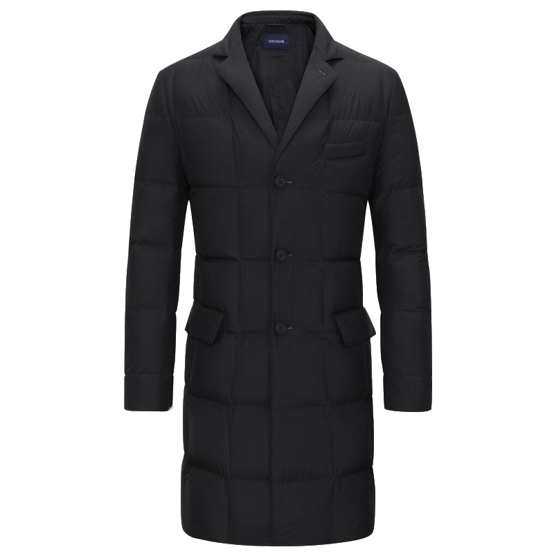 Youngor/雅戈尔冬季新品男士商务休闲白鸭绒立领长羽绒服外套967AQA