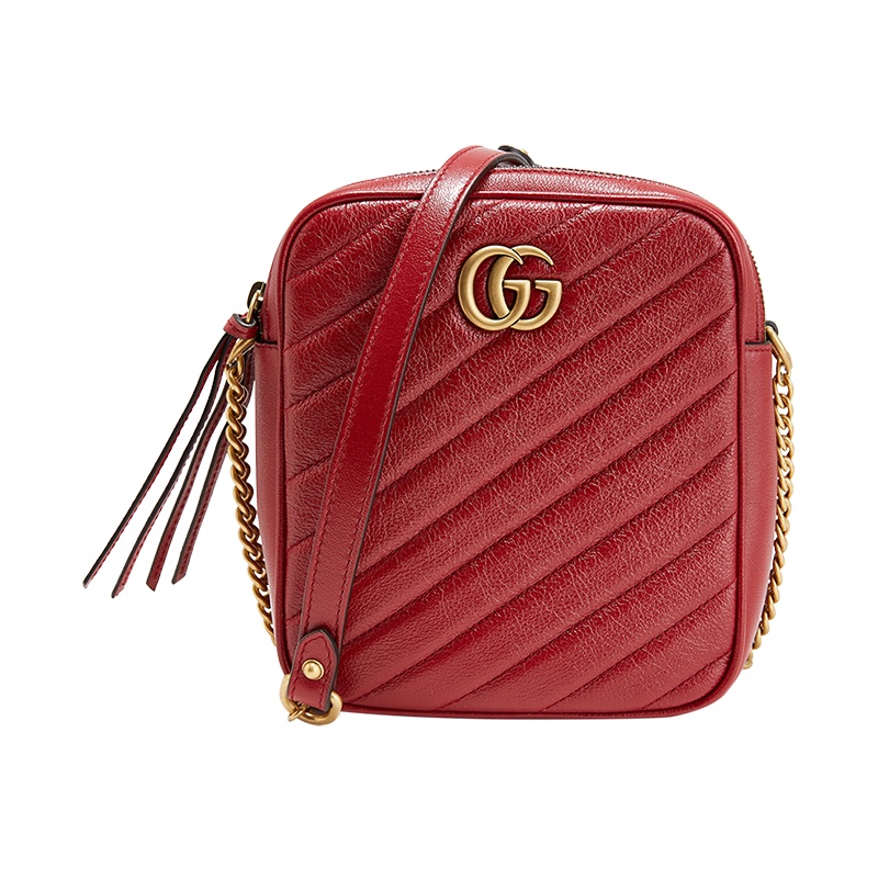GUCCI/古驰 女士GGMARMONT系列牛皮斜挎包550155红色