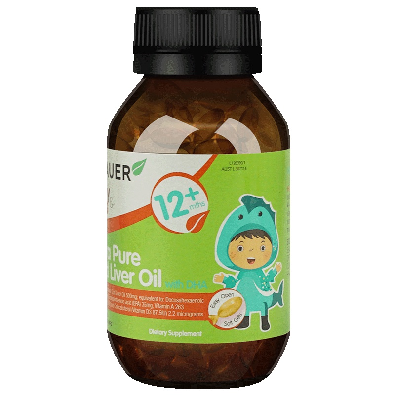 蓓澳儿(Brauer)儿童高纯度鳕鱼肝油 90粒/瓶装 一岁以上宝宝