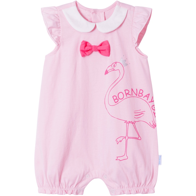 贝贝怡女宝宝连体衣夏装婴儿衣服可爱娃娃领短袖连身衣182L130